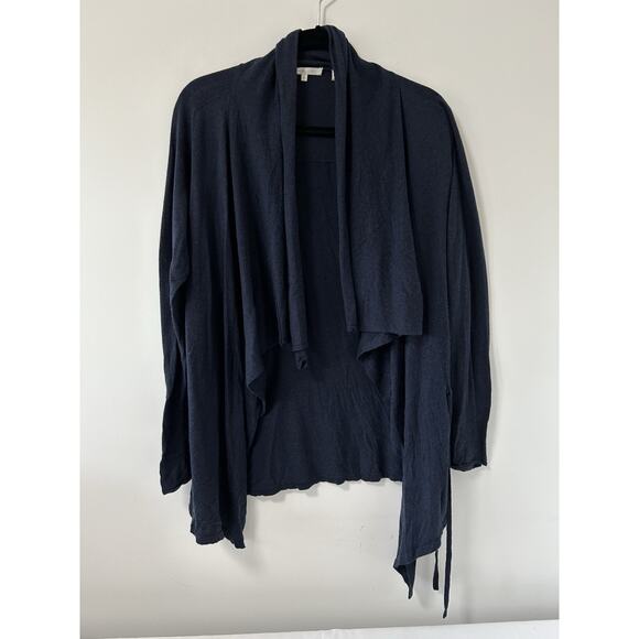 VINCE Drape Front Waterfall Navy Blue Open Wool Cardigan Sweater Medium $275 - Picture 2 of 9